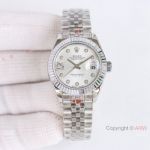 1:1 Swiss Clone Rolex Clean Factory Datejust 28 Lady Watch Silver Dial with Star Markers Jubilee Strap